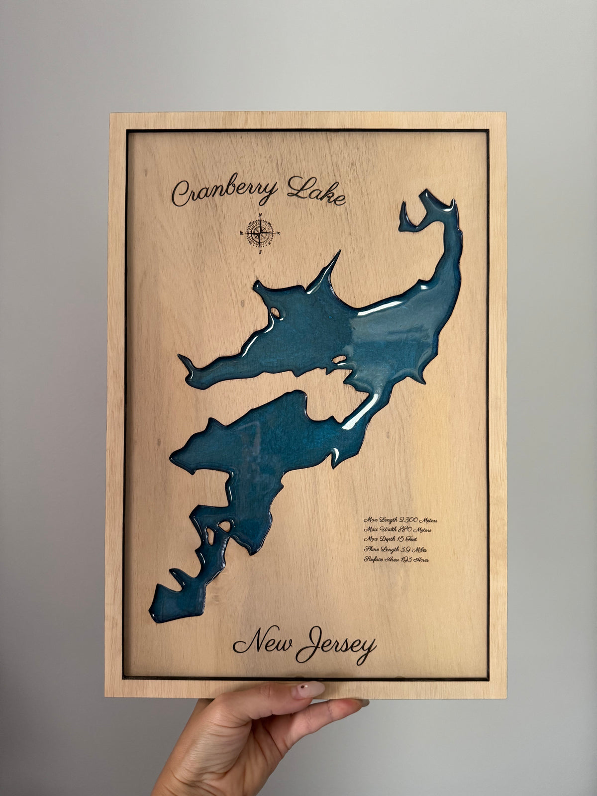 Cranberry Lake Epoxy Filled Map