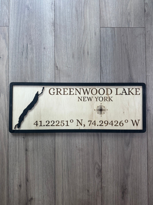 Personalized Lake Coordinates Sign