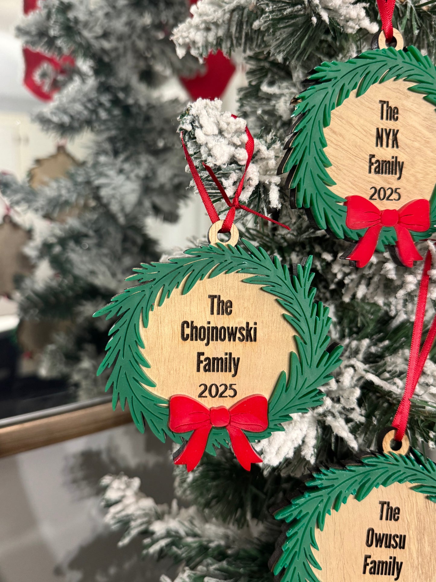 Christmas wreath family ornament
